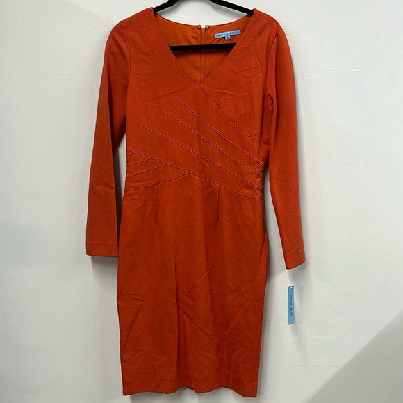 ANTONIO MELANI Dresses & Skirts - NEW Antonio Melani Women's Orange Bodycon Stretch Long Sleeves Dress 8